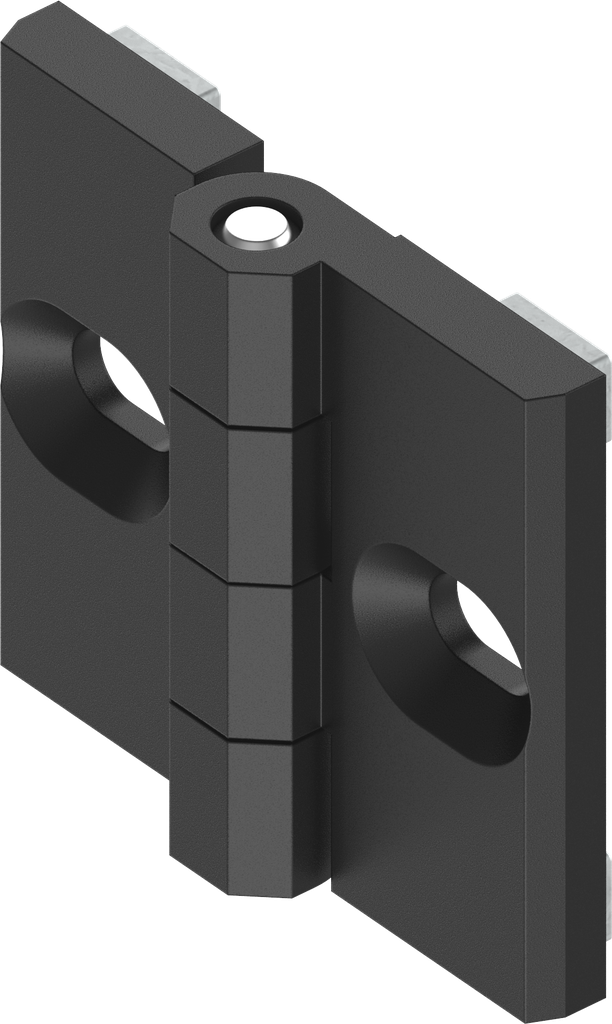 180° Profile rail hinge, Zinc die black powder-coated