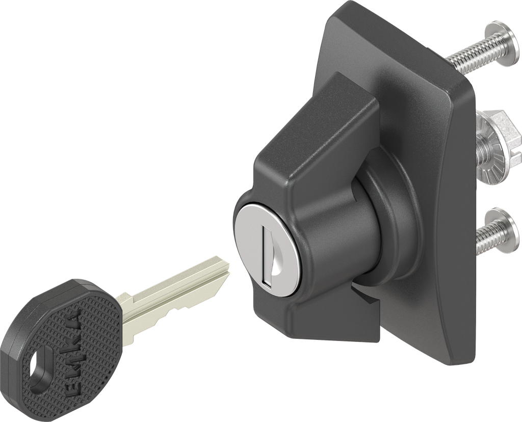 capotage court avec papillon clé EK 333, polyamide noir et zamak époxy noir