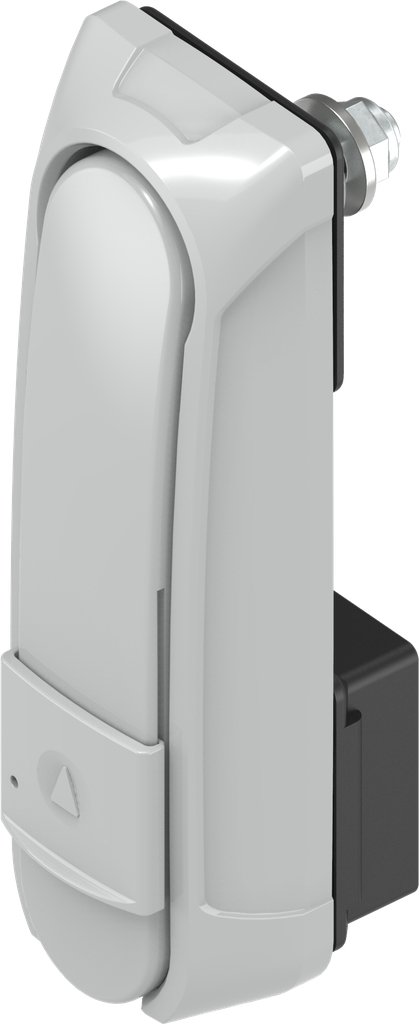 Maniglia girevole "corta" con RC2 per profilo mezzo-cilindro 45 mm (A = 35 mm), zama grigio verniciato a polvere RAL 7038 e verniciatura antigraffiti