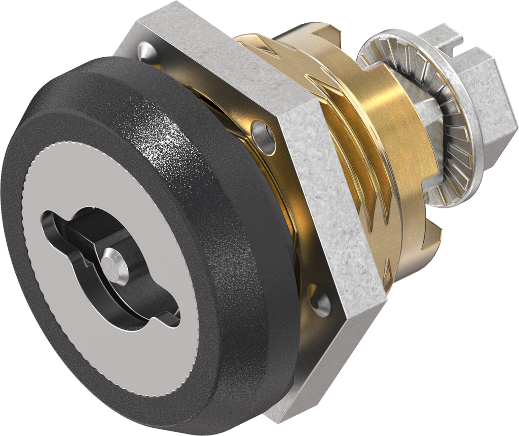 Safety quarter turn double bit 3, left version, Brass and zinc die black powder-coated