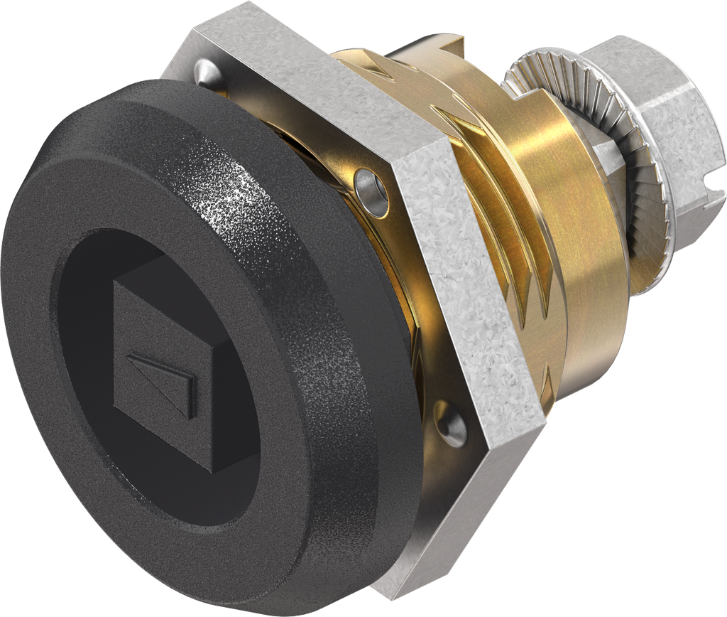 Trilvast slot vierkant 8, messing en zamak zwart gepoedercoat