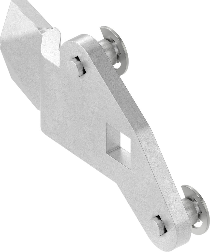 Lengüeta con conexión de varillas, derecha, acero galvanizado