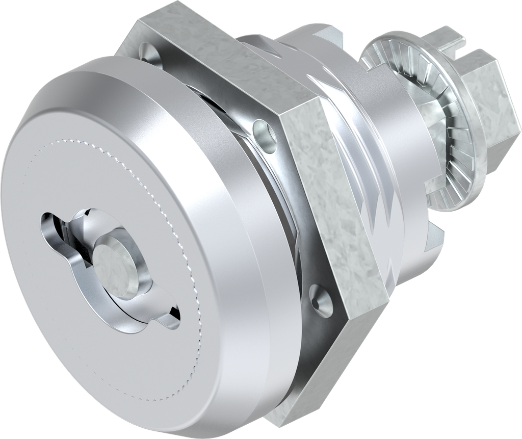Chiusura 1/4 di giro di sicurezza doppia aletta 5 versione sinistra con copriforo antipolvere, ottone e zama cromato