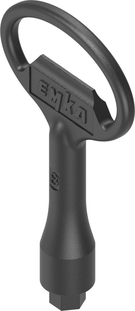 Key for insert hexagon female SW 8 with pin, Zinc die black powder-coated