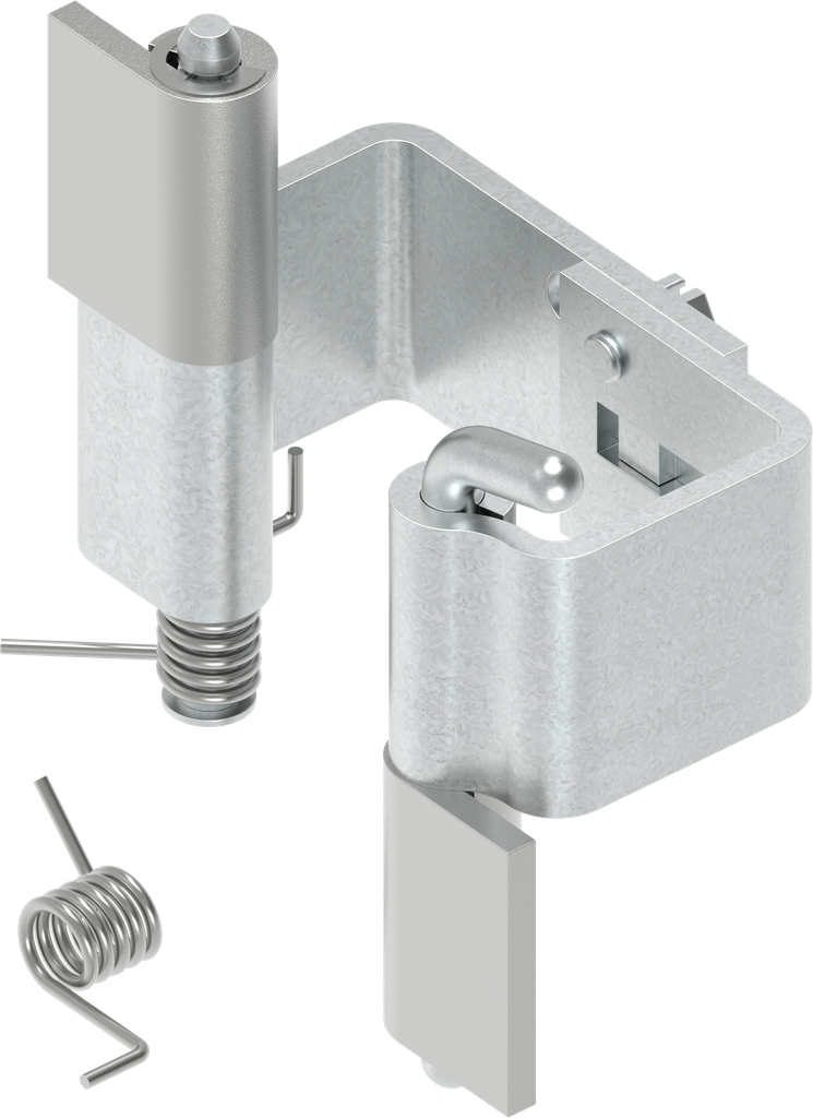 Bisagra oculta 180°, acero galvanizado y bruto