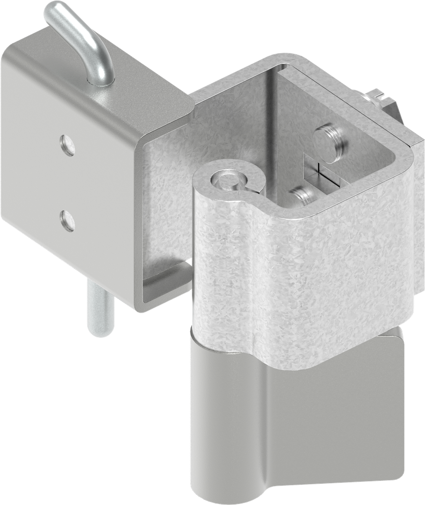 charnière invisible 90°, acier zingué et brut