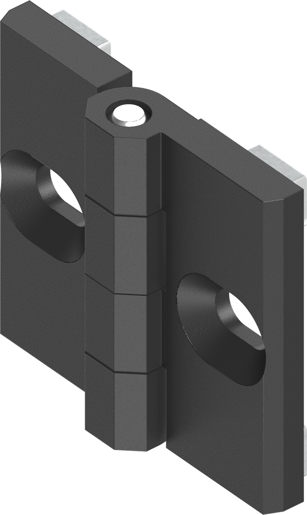 180° Profile rail hinge, Zinc die black powder-coated