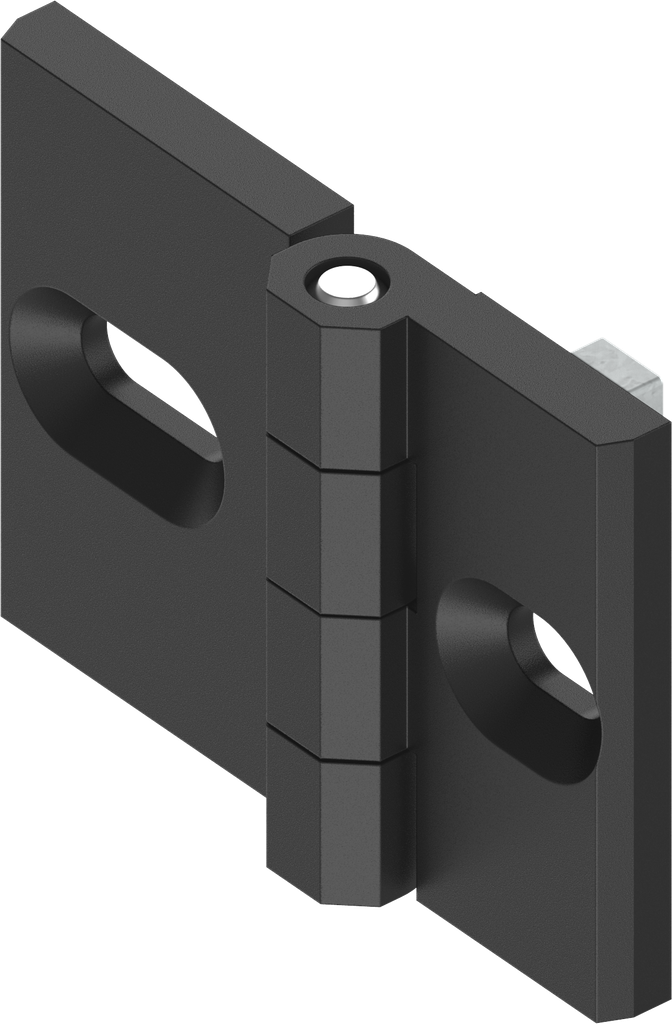 Charnière 180° pour profilés aluminium, zamak époxy noir