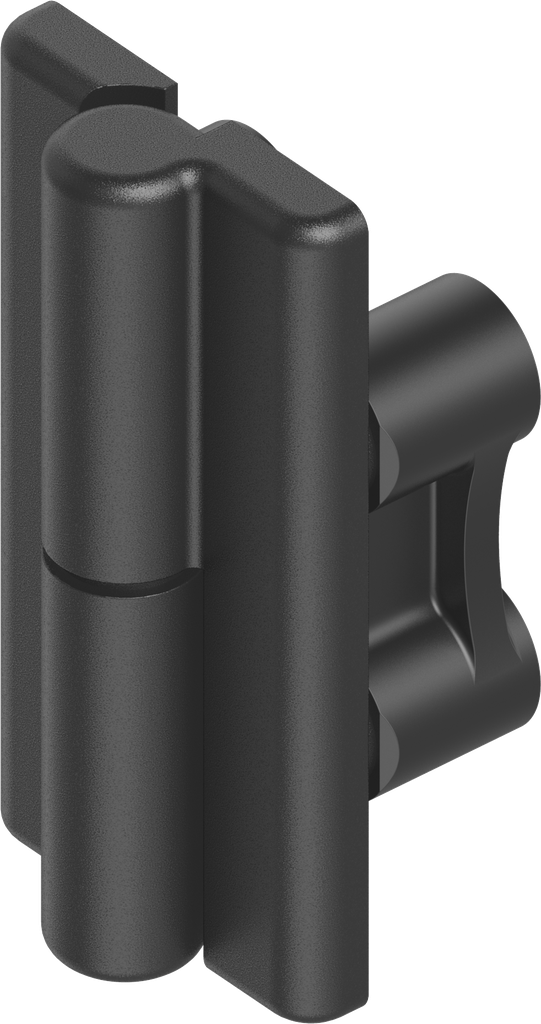 180° Hinge with fastening bow, left version, Zinc die black powder-coated