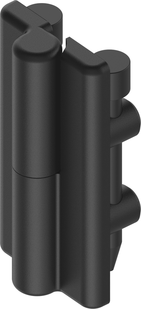 180° Hinge with fastening bow, right version, Polyamide GF black