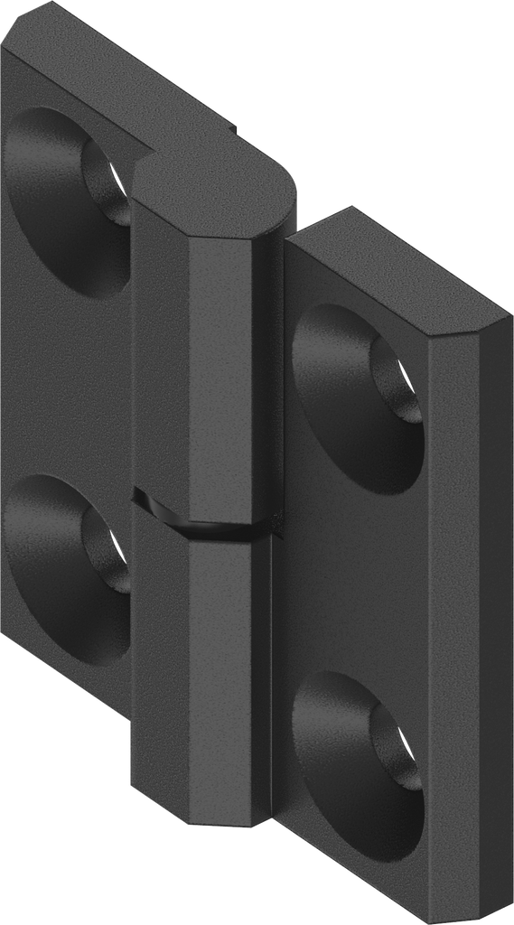 Charnière 180° version droite, zamak époxy noir