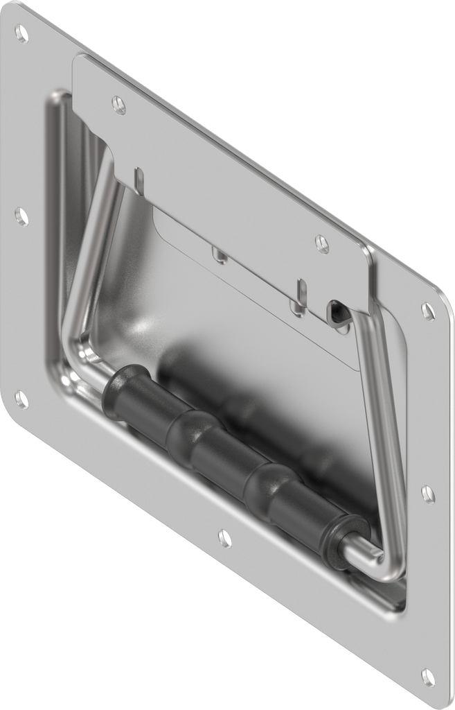 Toggle latch for corners without padlock facility, drilled, Stainless steel AISI 304