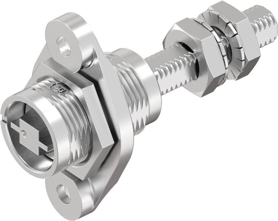 verrou à compression pour montage affleurant, version ferroviaire avec lames extérieures, version droite, inox AISI 316