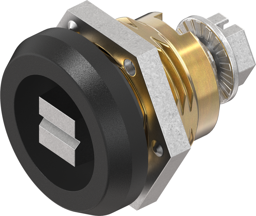 Chiusura 1/4 di giro di sicurezza versione ferroviaria, ottone e acciaio inox nero verniciato a polvere