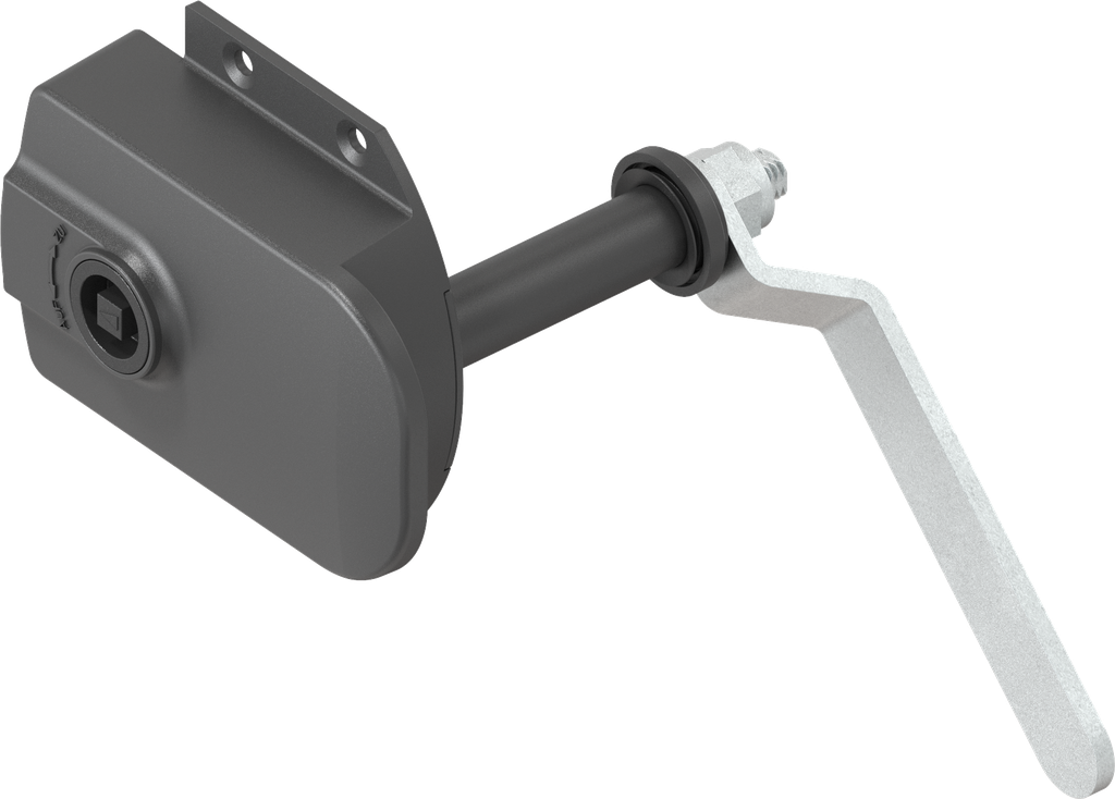 Chiusura per porte per montaggio esterno quadro 7 con maniglia interna, poliammide 66 GF 50 nero