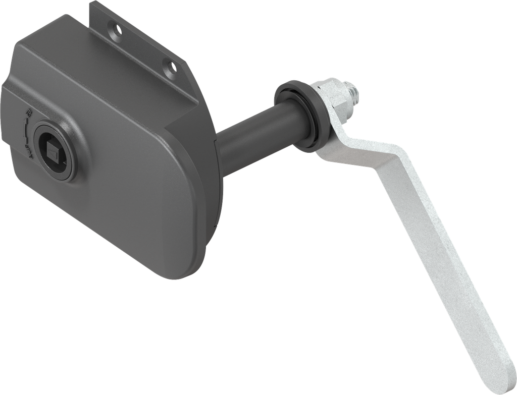 Chiusura per porte per montaggio esterno quadro 7 con maniglia interna, poliammide 66 GF 50 nero